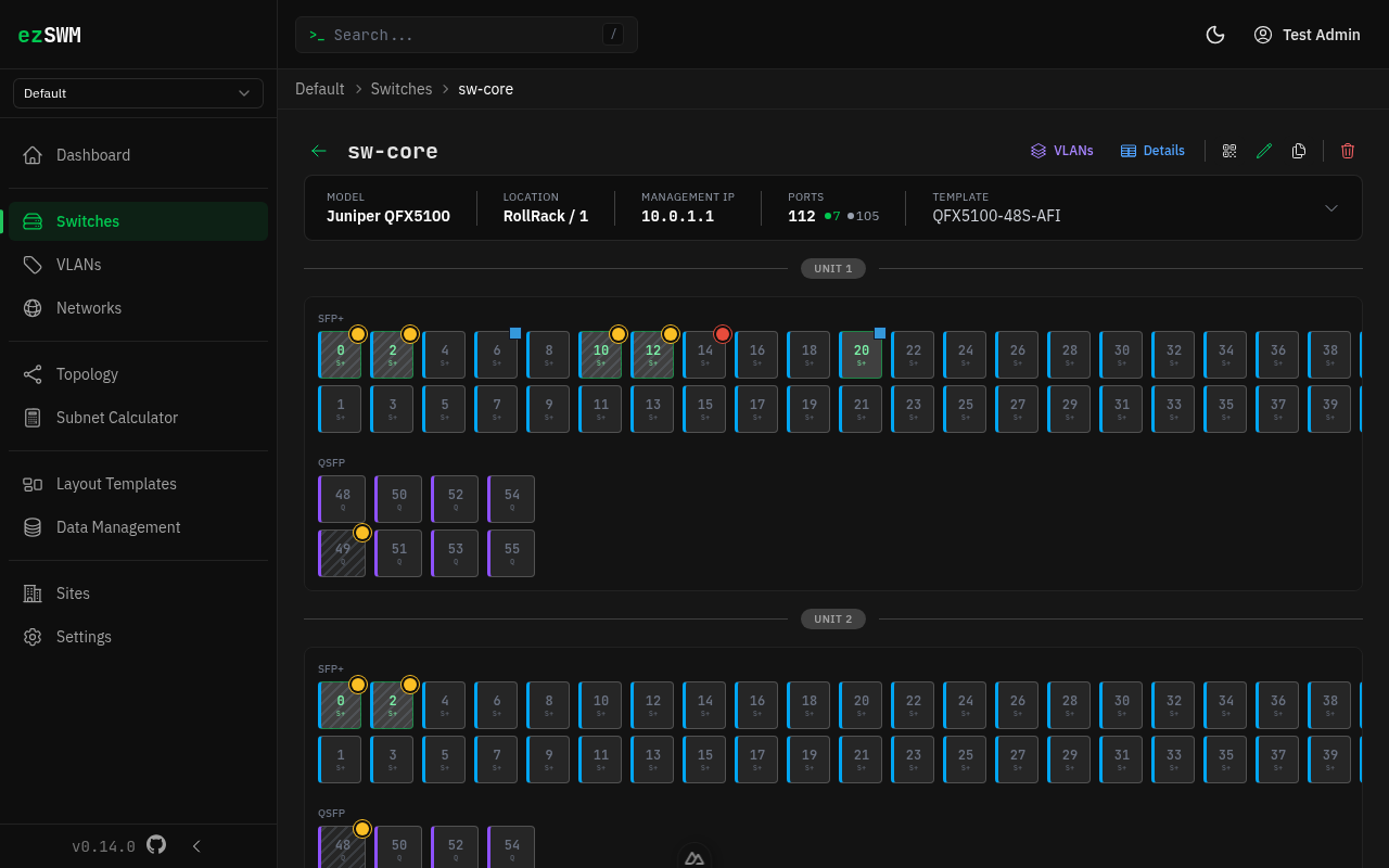 Switch detail with port grid