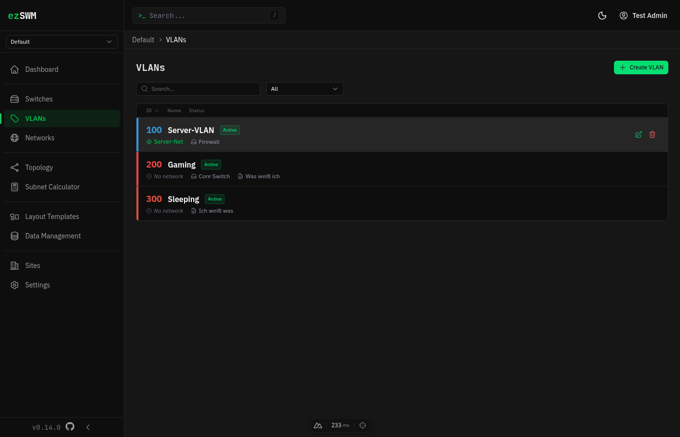 VLAN list